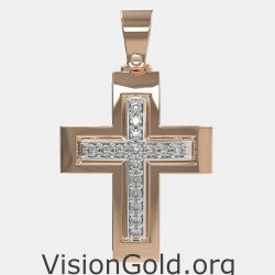 Zweifarbige Gold-Kreuz-Halskette 0042RL