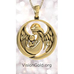 Gold Mother Child Family Love Necklace 0854K
