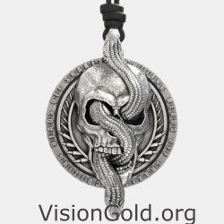 Skull with Snake Pendant Necklace 0428