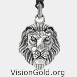 Lion Silver Mens Pendant Necklace 0431