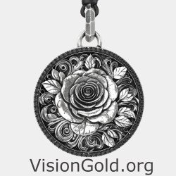 Vintage Mens Rose Flower Pendant 0433