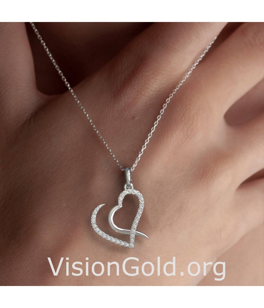 Interlocking 14k Gold Heart Necklace 0596L