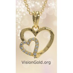 Lovely Double Heart Pendant Necklace 0517K