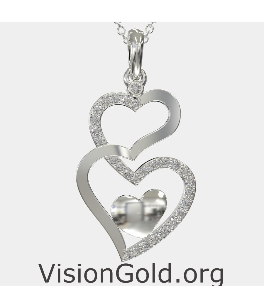 Romantic Intertwined Heart Necklace 0594L