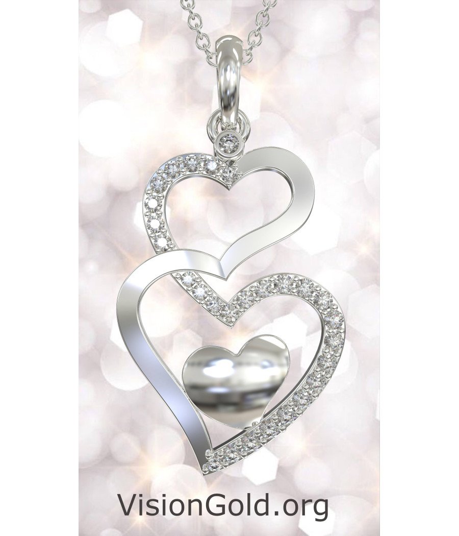 Romantic Intertwined Heart Necklace 0594L