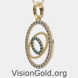 Gold Evil Eye Necklace 0588K