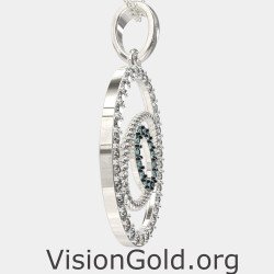 Collar de Oro Blanco Dainty Evil Eye 0588L