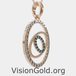 Elegant Greek Evil Eye Necklace Pendant 0588R