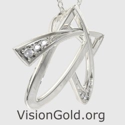 Tiny White Gold 14k Star Necklace Pendant 0823L