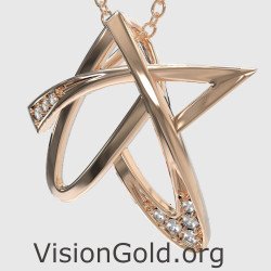 Elegant Gold Star Necklace Pendant 0823R