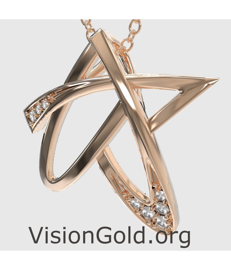 Elegant Gold Star Necklace Pendant 0823R