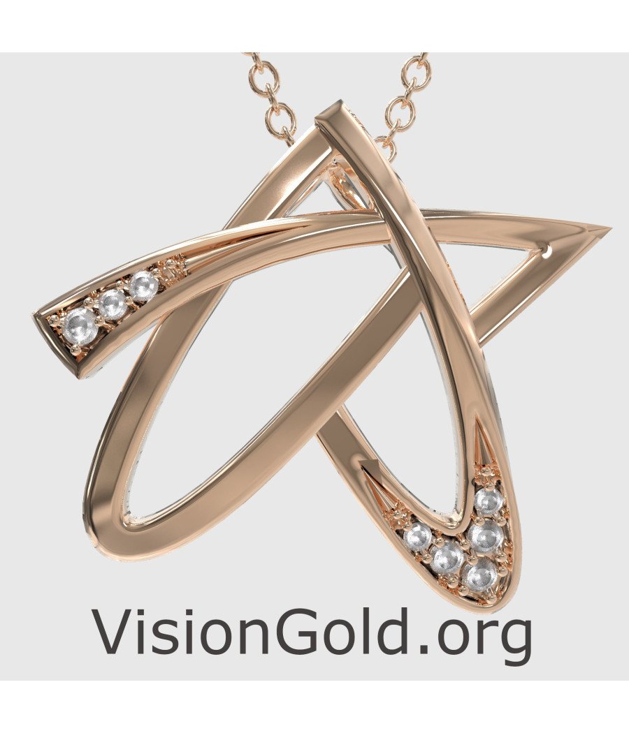 Elegant Gold Star Necklace Pendant 0823R