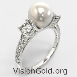 Anillo Promesa Perla Oro Blanco 1362L