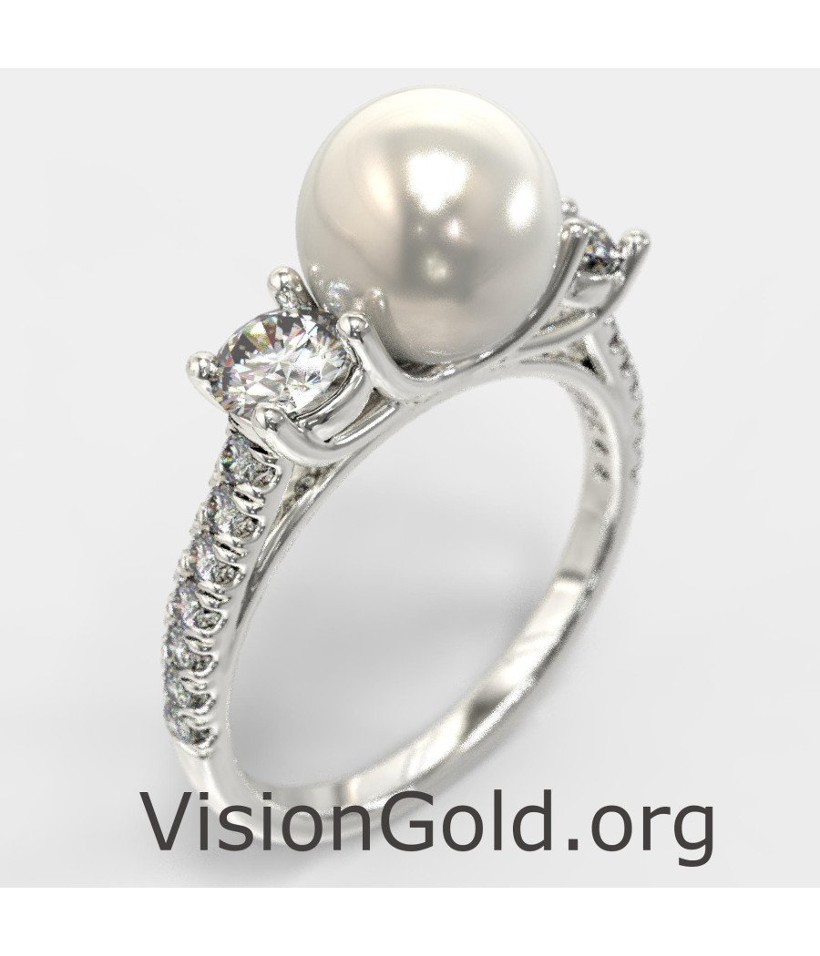 Anillo Promesa Perla Oro Blanco 1362L