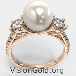 Natural Pearl Engagement Ring 1362R