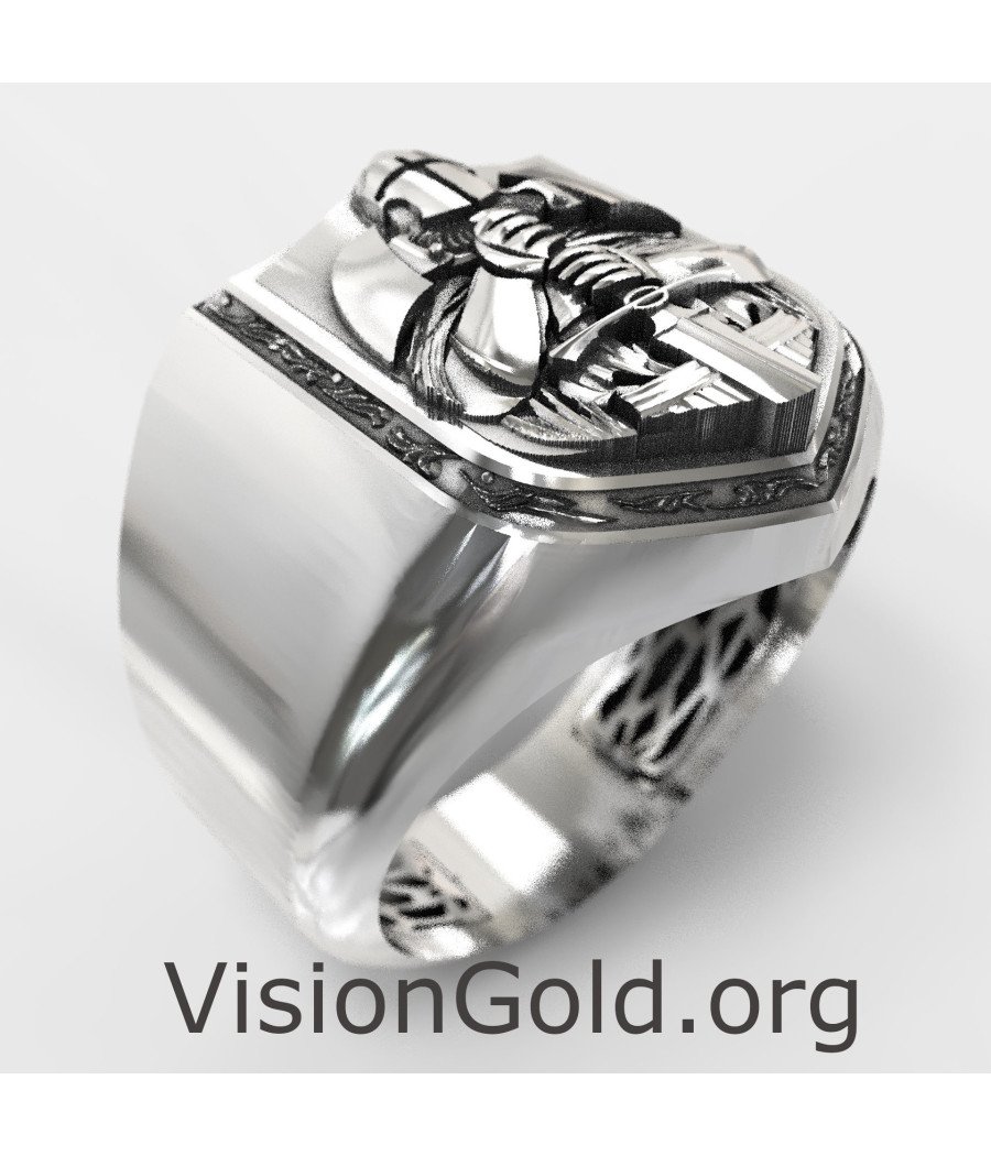 Signet Crusader Knight Ring 0876