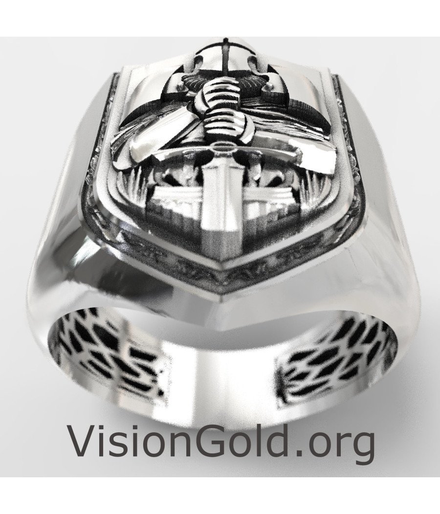 Signet Crusader Knight Ring 0876