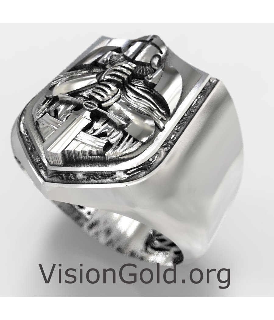 Signet Crusader Knight Ring 0876