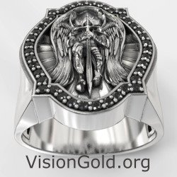 Saint Michael Christian Signet Ring 0880