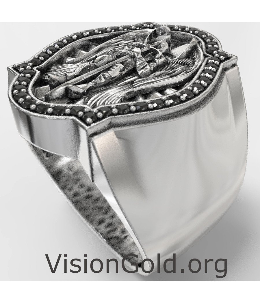 Saint Michael Christian Signet Ring 0880