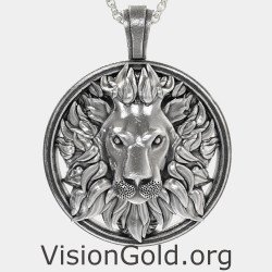 Silver Lion Pendant Necklace 0436