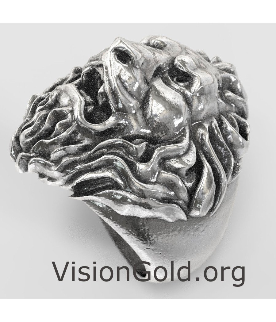 Men Signet Lion Ring - Regalo para hombres 0882