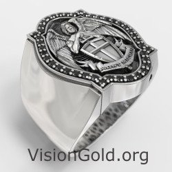 Ασημένιο Ανδρικό Δαχτυλίδι Αρχάγγελος Μιχαήλ 0881