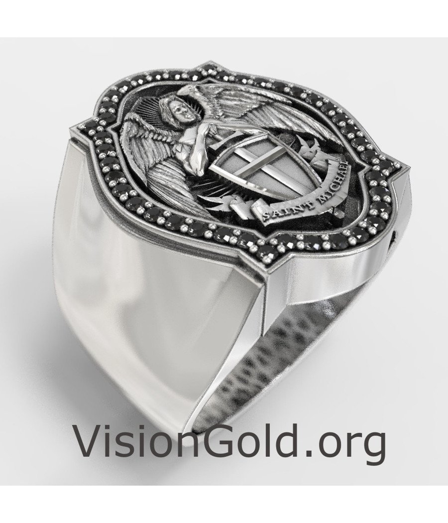 Ασημένιο Ανδρικό Δαχτυλίδι Αρχάγγελος Μιχαήλ 0881