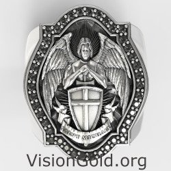 Христианское кольцо-печатка Архангел Святой Михаил 0881