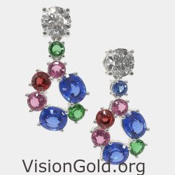 Multicolor Bridal Drop Earrings 0319L