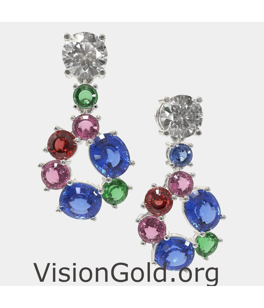 Multicolor Bridal Drop Earrings 0319L