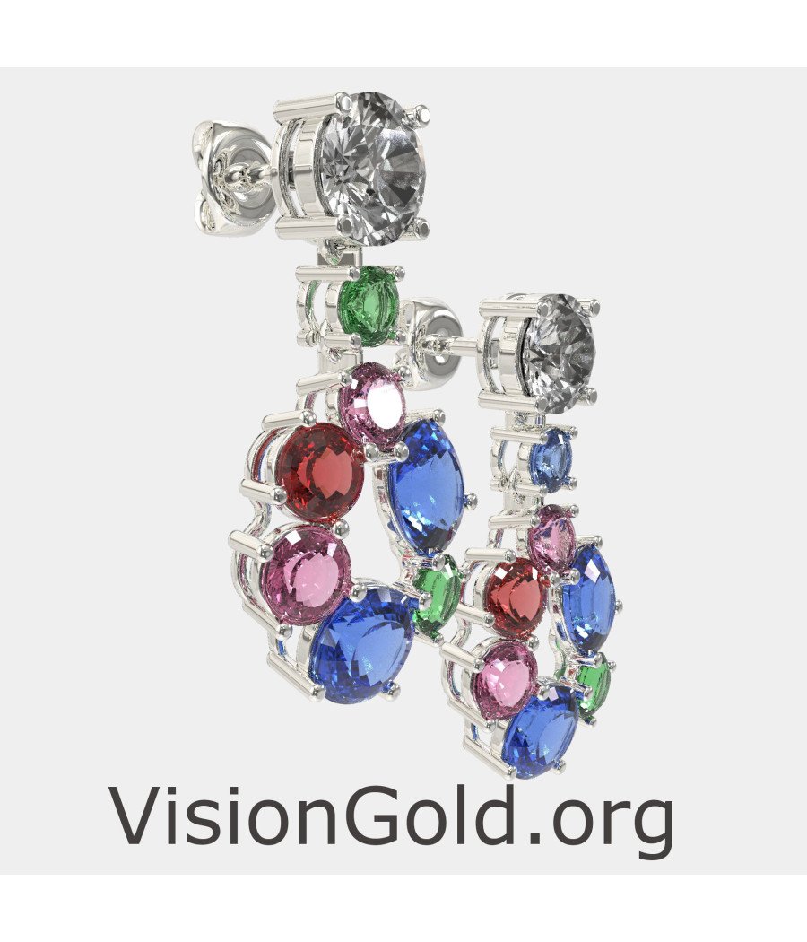 Multicolor Bridal Drop Earrings 0319L