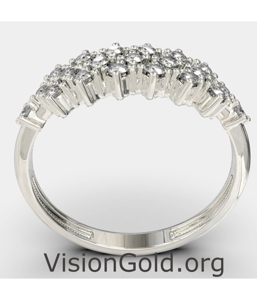 anillo de Oro Blanco 14ct Triple Fila 1352L