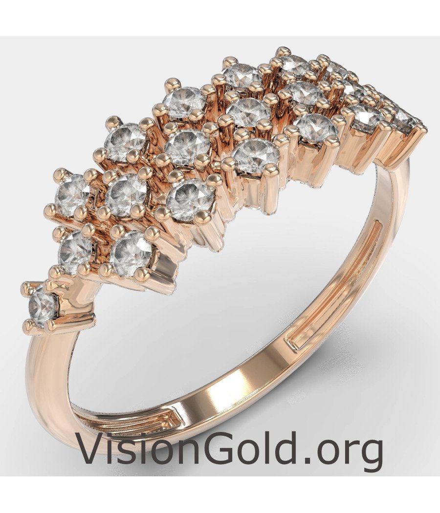 14-каратное розовое золото Минимальная мода кольцо 1352R