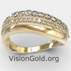 Кольцо из желтого золота с несколькими полосками 1295K
