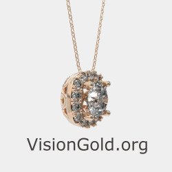 Round Halo Diamond Necklace 0861R