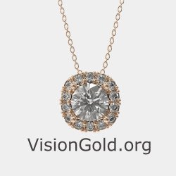 Round Halo Diamond Necklace 0861R