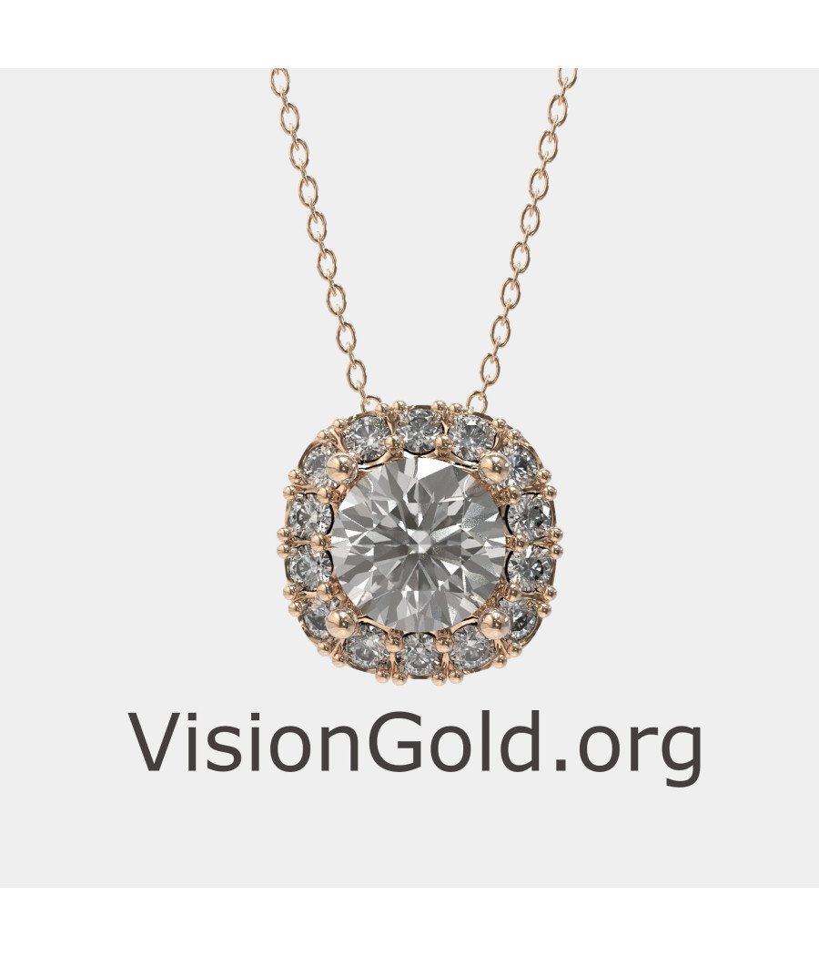 Round Halo Diamond Necklace 0861R