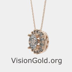 Round Halo Diamond Necklace 0861R