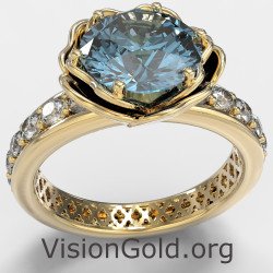 Aquamarine Lab Engagement Solitaire Ring 1366K