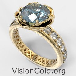 Aquamarine Lab Engagement Solitaire Ring 1366K