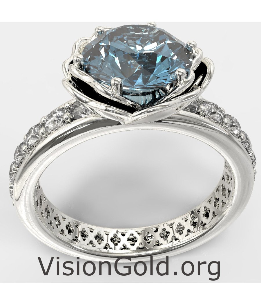 Aquamarine White Gold Solitaire Engagement ring 1366L