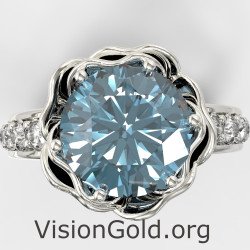 Aquamarine White Gold Solitaire Engagement ring 1366L