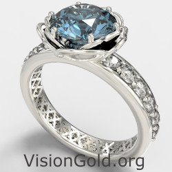 Aquamarine White Gold Solitaire Engagement ring 1366L