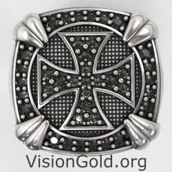 Mens Christian Cross Signet Ring 0887