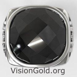 Premium Herren Schwarzer Onyx Ring 0891