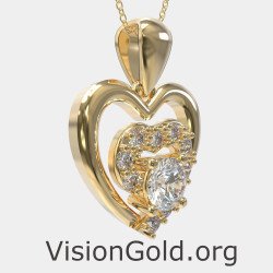 Dainty 14K Gold Heart Necklace for Women 0560K