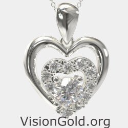 WhiteGold Love Heart Collar 0560L
