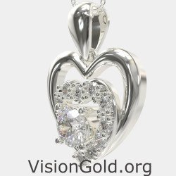 WhiteGold Love Heart Necklace 0560L