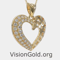 14k Gold Heart Necklace for Women 0576K